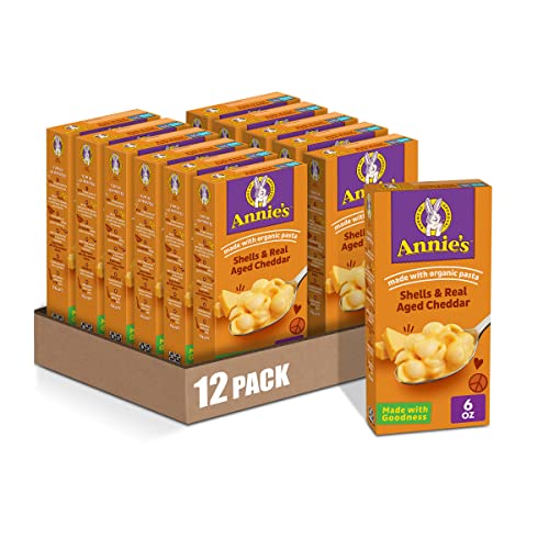 Book Cover Annie’s Real Aged Cheddar Shells Macaroni & Cheese Dinner with Organic Pasta, 6 OZ (Pack of 12)