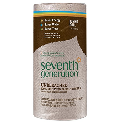 Book Cover Seventh Generation Unbleached Paper Towels, 100% Recycled Paper, 30 Jumbo Rolls