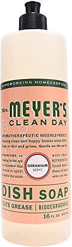 Book Cover Mrs. Meyer's Clean Day Dish Soap, Geranium, 16-Ounce Bottles (Case of 6)