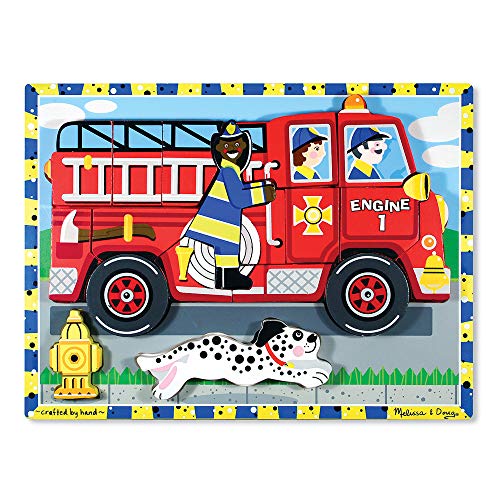 Book Cover Melissa & Doug Fire Truck Wooden Chunky Puzzle (18 pcs)