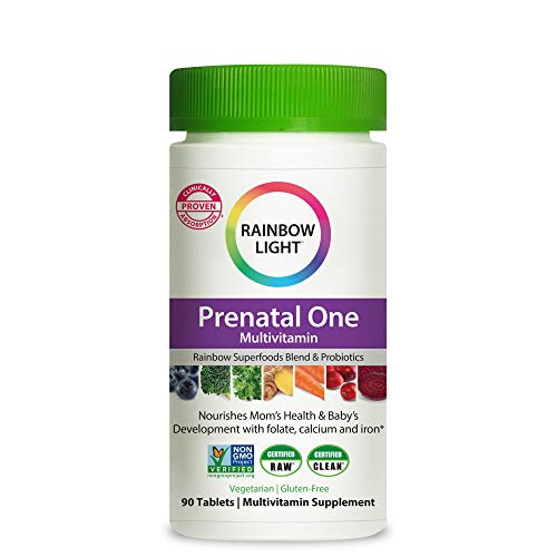 Book Cover Rainbow Light - Prenatal One Multivitamin, 90 Count, Folic Acid, Probiotic, Iron