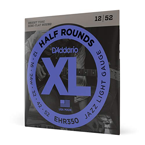 Book Cover D'Addario EHR350 XL Half Rounds Jazz Light (.012-.052) Electric Guitar Strings