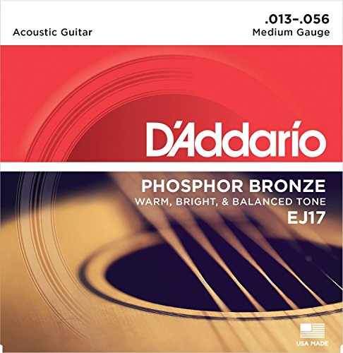 Book Cover D'Addario Phosphor Bronze Acoustic Guitar Strings, Medium, 13-56 (EJ17)