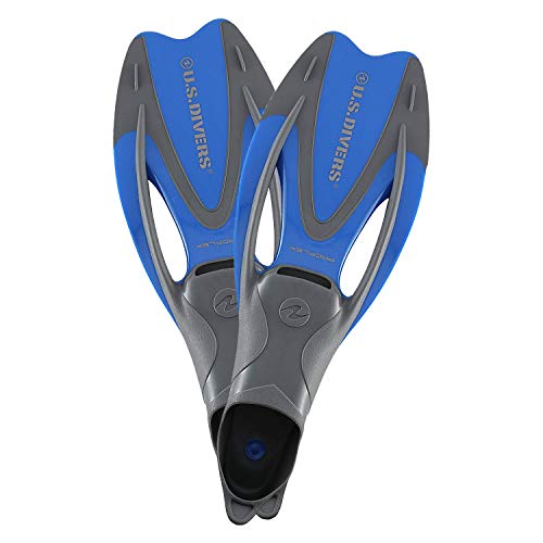 Book Cover U.S. Divers Proflex II Adult Large (9.5-11.5) Enclosed Heel Pocket Snorkeling, Swimming, and Diving Fins, Blue