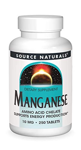 Book Cover Source Naturals Manganese, Amino Acid Chelate - Supports Energy Production - 250 Tablets