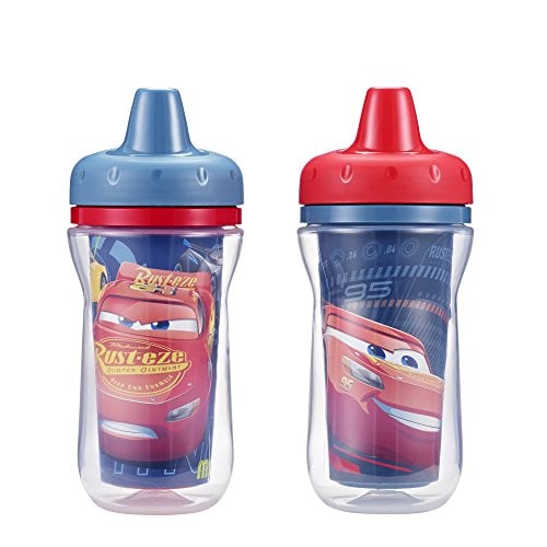 Book Cover The First Years Insulated Sippy Cups, Cars, 9 Ounce (Pack of 2)