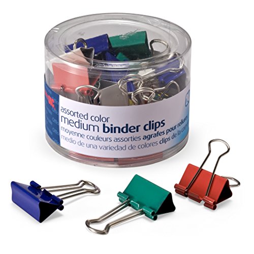 Book Cover Officemate Medium Binder Clips, Assorted Colors, 24 Clips per Tub (31029)