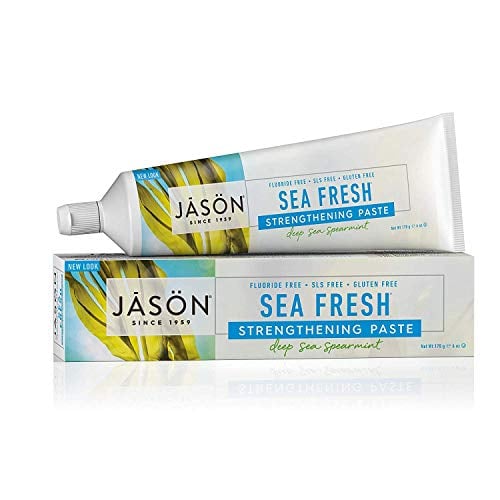 Book Cover Jason Sea Fresh Strengthening Fluoride-Free Toothpaste, Deep Sea Spearmint, 6 Oz