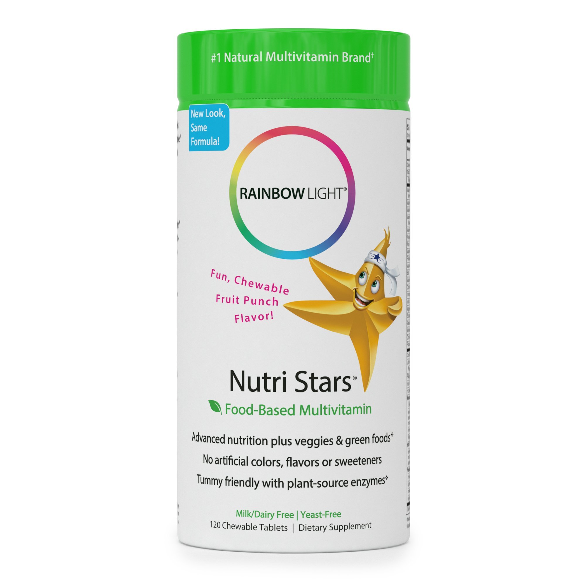 Book Cover Rainbow Light - Nutristars Chewable Multivitamin - Kid's Food-based Vitamins, Minerals, Nutrients, and Superfood; Supports Nutrition, Digestion, Skin, Eye, and Immune Health in Children - 120 Tablets