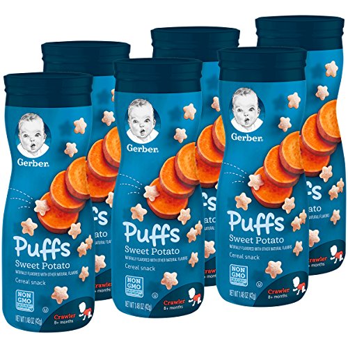Book Cover Gerber Puffs Cereal Snack, Sweet Potato, Naturally Flavored with Other Natural Flavors, 1.48 Ounce, 6 Count