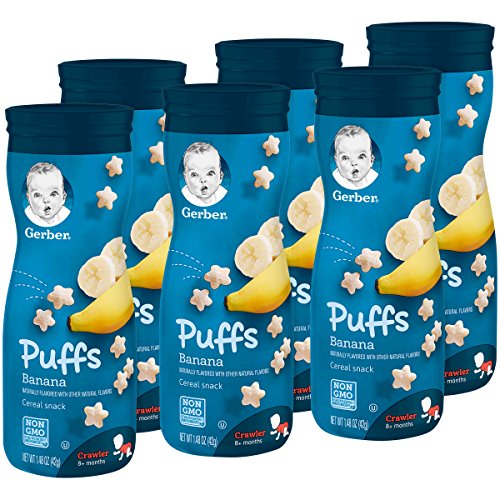 Book Cover Gerber Puffs Cereal Snack, Banana, 1.48 Ounce, 6 Count (Packaging May Vary )
