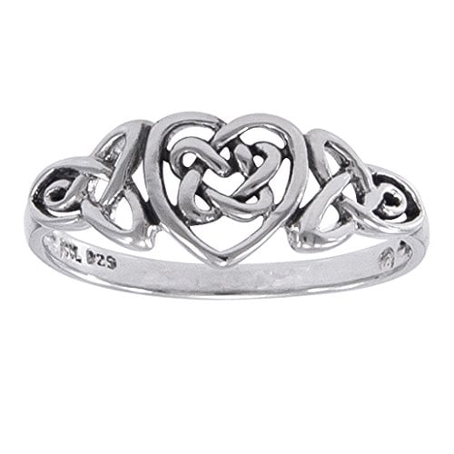 Book Cover Sterling Silver Celtic Trinity Knot Heart Ring(Sizes 3,4,5,6,7,8,9,10,11,12,13,14,15,16)