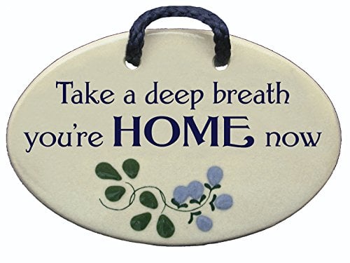 Book Cover Mountain Meadows Pottery Take a deep Breath, You're Home Now. Ceramic Wall plaques Handmade in The USA for Over 30 Years.