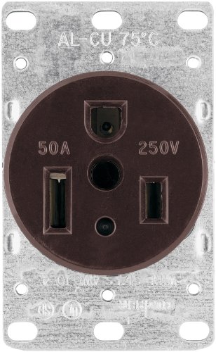 Book Cover Eaton 1254 50-Amp 2-Pole 3-Wire 250-Volt Heavy Duty Grade Flush Mount Power Receptacle, Brown
