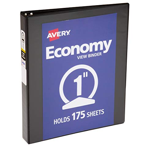 Book Cover Avery 5760 Economy View Binder with 1 Inch Round Ring, White, 1 Binder