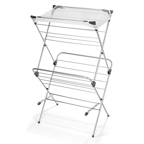 Book Cover Polder Two-Tier Free Standing Clothes Drying Rack with Mesh Garment Dryer