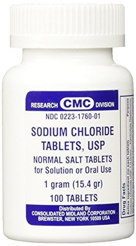 Book Cover CONSOLIDATED MIDLAND CORP. Sodium Chloride Tablets 1 Gm, USP Normal Salt Tablets - 100 Tablets
