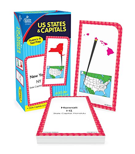 Book Cover Carson Dellosa Education 3913 U.S. States & Capitals Flash Cards, Multi, 6 Inches x 3 Inches