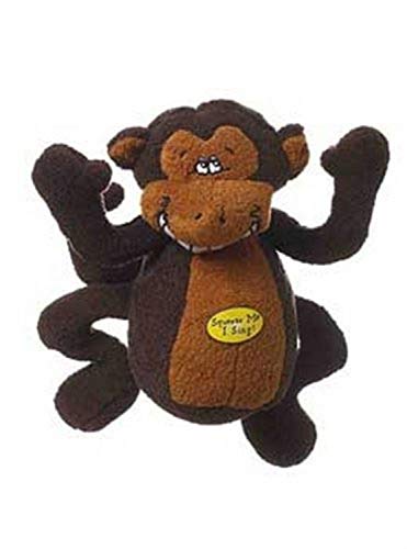 Book Cover Multipet Deedle Dude 8-Inch Singing Monkey Plush Dog Toy, Brown