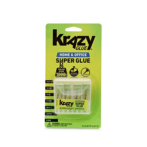 Book Cover Krazy Glue KG82048SN Home & Office Super Glue, Single-Use Tubes, Fine Tip, 0.5 Grams, 4 Count, 0.017 oz, Original Version