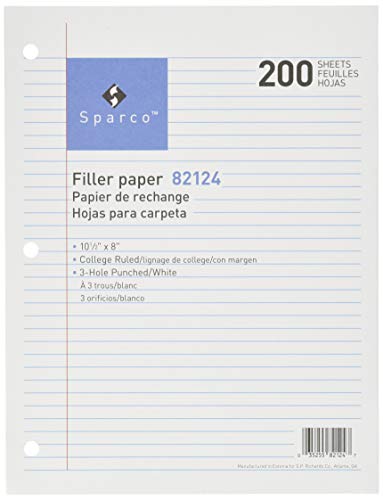 Book Cover Filler Paper, College Ruled, 1
