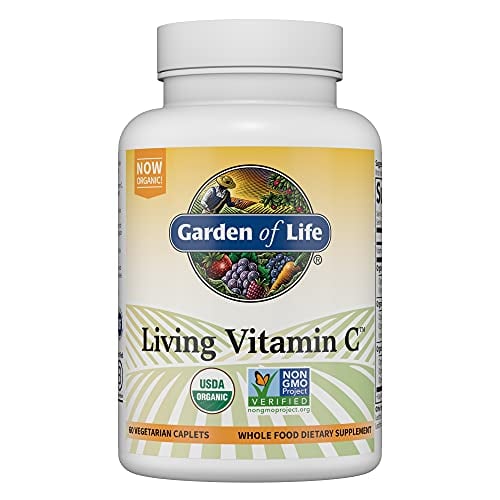 Book Cover Garden of Life Vitamin C for Adults with Antioxidants & Citrus Bioflavonoids - Now Certified Organic - Living Vitamin C, Non-GMO Whole Food Vegetarian Nutritional Supplement, 60 Count (30 Day Supply)