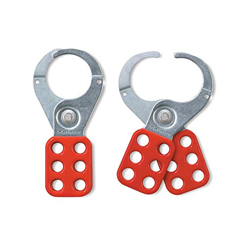 Book Cover Master Lock 421 Lockout Tagout Hasp with Vinyl-Coated Handle and Extended Jaw, Red