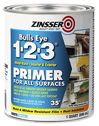 Book Cover ZINSSER 1 qt 02004 White, Bulls Eye 1-2-3 Water-Based Stain Blocking Primer/Sealer