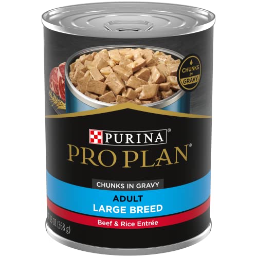 Book Cover Purina Pro Plan Gravy Wet Dog Food for Large Dogs, Large Breed Beef and Rice Entree - (12) 13 oz. Cans