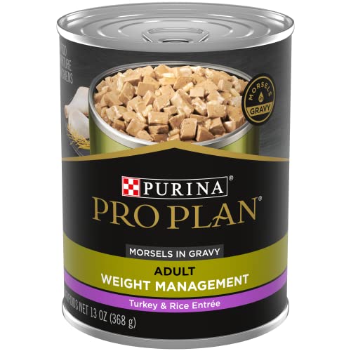 Book Cover Purina Pro Plan Weight Control Cat Food Wet Gravy, Weight Management Turkey and Rice Entree - (12) 13 oz. Cans