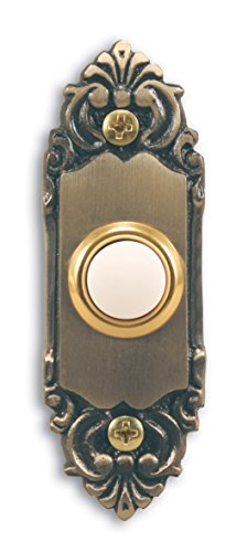 Book Cover Heath Zenith SL-925-02 Wired Door Chime Push Button, Antique Brass with Lighted Center