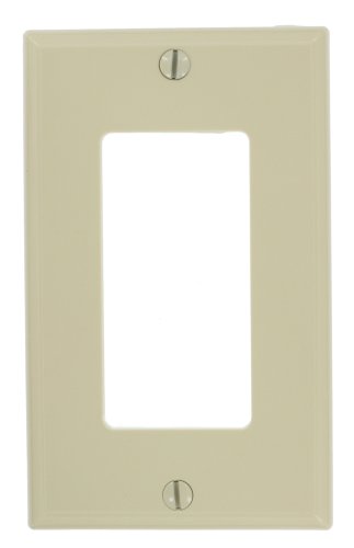 Book Cover Leviton 80401-NI 1-Gang Decora/GFCI Device Wallplate, Standard Size, Thermoplastic Nylon, Device Mount, Ivory