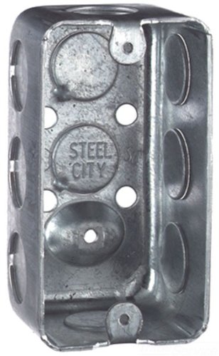 Book Cover Steel City 58361-1/2 Handy/Utility Outlet Box, Drawn Construction, 4-Inch Length by 2-1/8-Inch Width by 1-7/8-Inch Depth, Galvanized