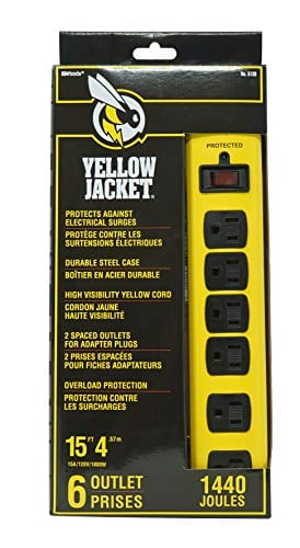 Book Cover Yellow Jacket 5138 Metal Surge Protector Strip, 15-Foot Cord, 6-Outlet