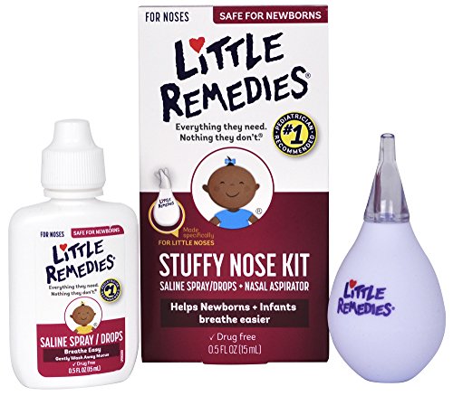 Book Cover Little Remedies Stuffy Nose Kit | Saline Spray/Drops & Aspirator | 0.5 FL OZ