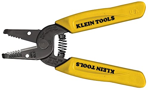 Book Cover Klein Tools 11047 Wire Stripper / Cutter, Compact, Lightweight, Hardened Steel, Precision Ground, for Stranded and Solid Wires,Yellow