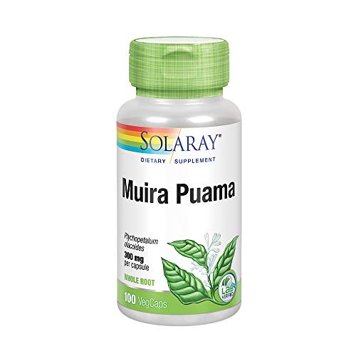 Book Cover Solaray Muira Puama Root 600 mg | Healthy Energy, Physical Performance & Libido Support | 50 Servings | 100 VegCaps