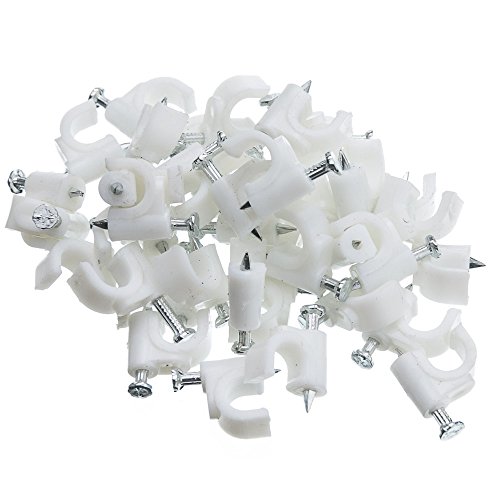 Book Cover CableWholesale RG6 Cable-Clip, White, 100 Pieces per Bag (200-961)