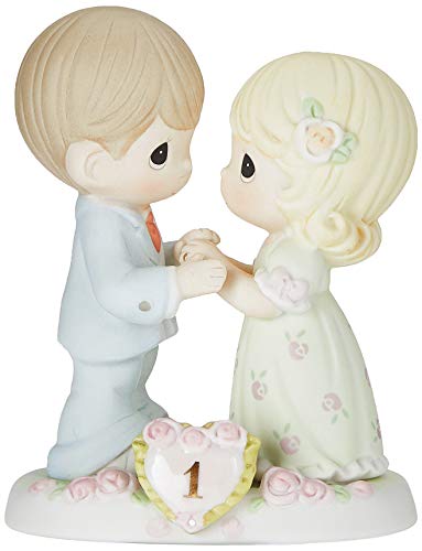 Book Cover Precious Moments, A Whole Year Filled With Special Moments, 1st Anniversary, Bisque Porcelain Figurine, 115910,Multicolor