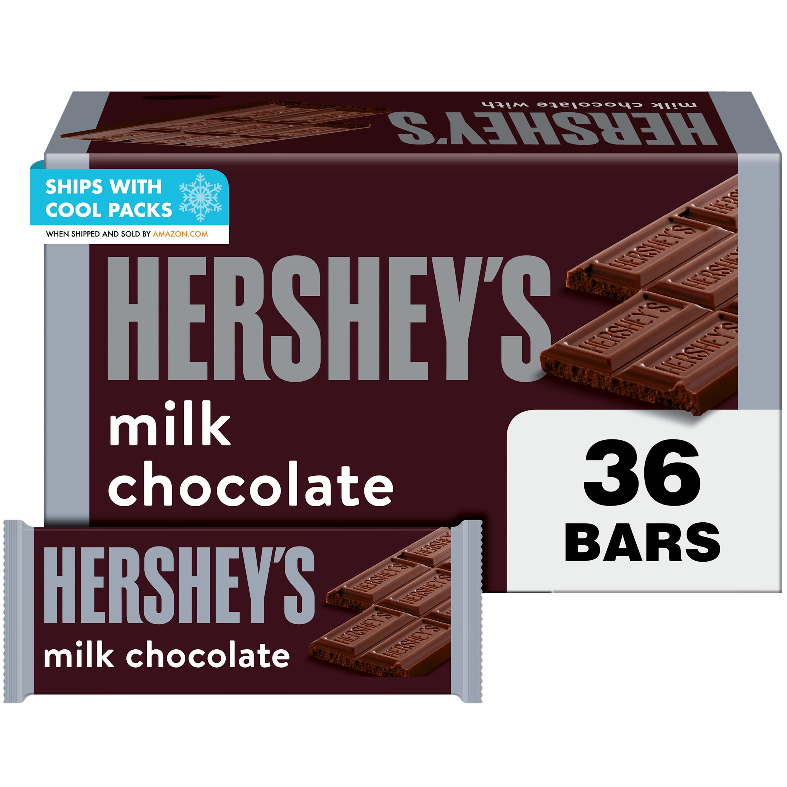 Book Cover HERSHEY'S Milk Chocolate Candy Bars, 1.55 oz (36 Count) Standard Bar