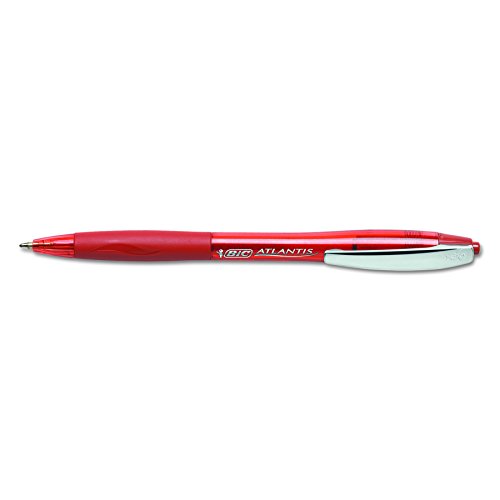 Book Cover BIC VCG11-RED Atlantis Original Retractable Ball Pen, Medium Point (1.0 mm), Red, 12-Count
