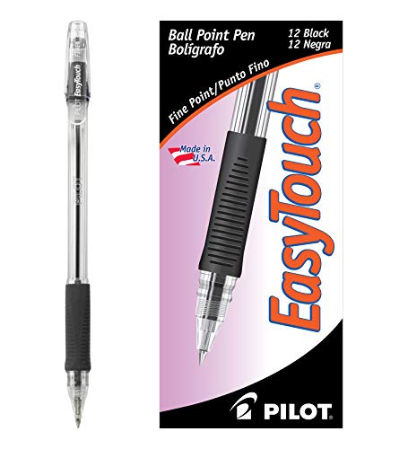 Book Cover PILOT EasyTouch Ballpoint Stick Pens, Fine Point, Black Ink, 12-Pack (32001)