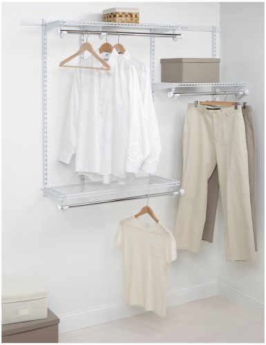 Book Cover RUBBERMAID Configurations Classic Closet Kit, White, 3-6 Ft, Wire Shelving Kit with Expandable Shelving and Telescoping Rods, Custom Closet Organization System, Easy Installation