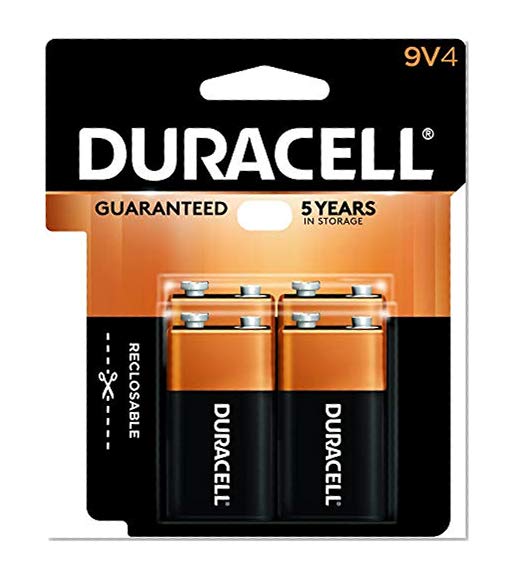 Book Cover Duracell - CopperTop 9V Alkaline Batteries - long lasting, all-purpose 9 Volt battery for household and business - 4 count