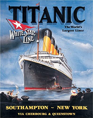 Book Cover Desperate Enterprises Titanic - White Star Tin Sign - Nostalgic Vintage Metal Wall Decor - Made in USA - 12.5