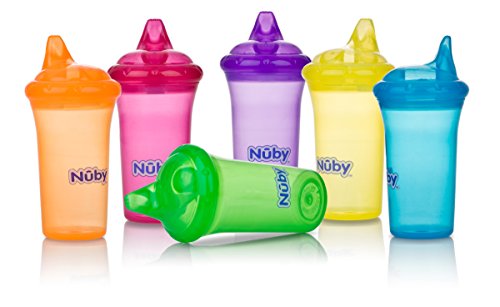 Book Cover Nuby No-Spill Cup with Dual-Flo Valve, Sippy Cup for Baby and Toddler, 9 Ounce, Colors May Vary