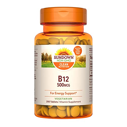 Book Cover Sundown Vitamin B12 500 mcg, Supports Nervous System And Cellular Energy Health, 200 Tablets