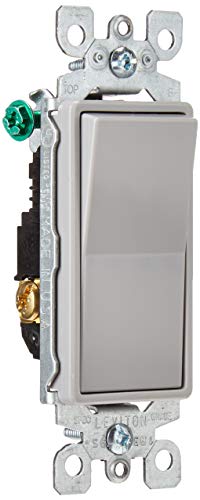Book Cover Leviton 5603-2GY 15 Amp, 120/277 Volt, Decora Rocker 3-Way AC Quiet Switch, Residential Grade, Grounding, Gray