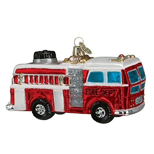 Book Cover Old World Christmas Ornaments: Fire Truck Glass Blown Ornaments for Christmas Tree