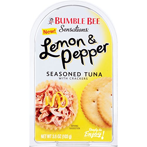 Book Cover BUMBLE BEE Sensations Lemon and Pepper Seasoned Tuna with Crackers, Tuna Snack Kit, High Protein Food, Gluten Free Food, High Protein Snacks, Canned Food, Bulk Snacks, 3.6 Ounce Packages (Pack of 12)